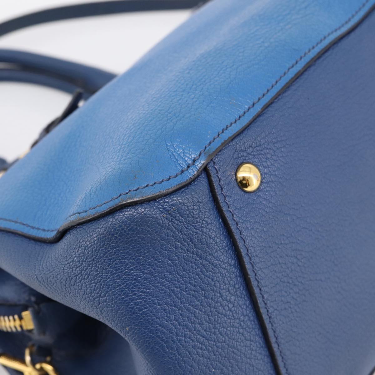 Miu Miu Hand Bag Leather 2way Blue Gold Tone Auth 198672A