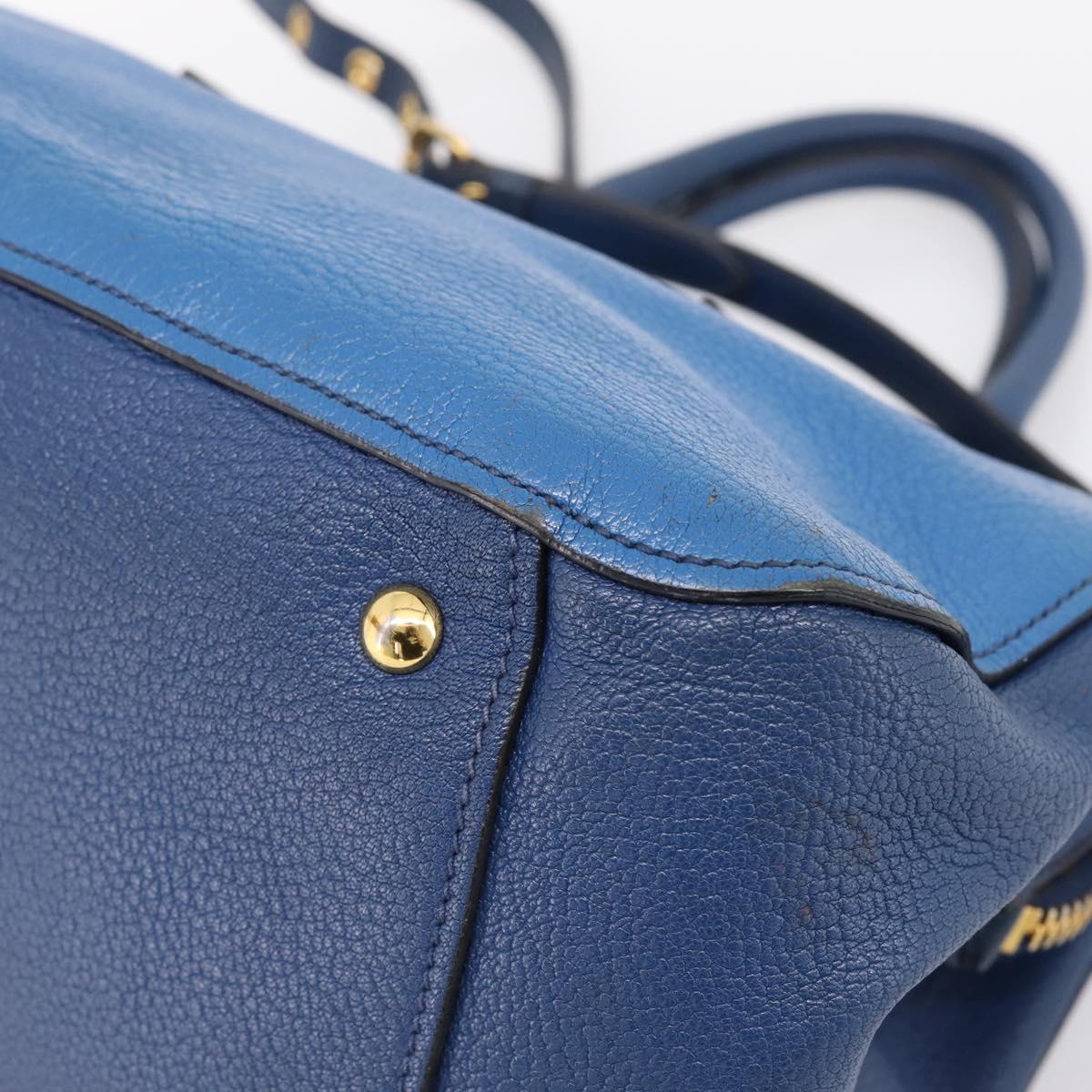Miu Miu Hand Bag Leather 2way Blue Gold Tone Auth 198672A