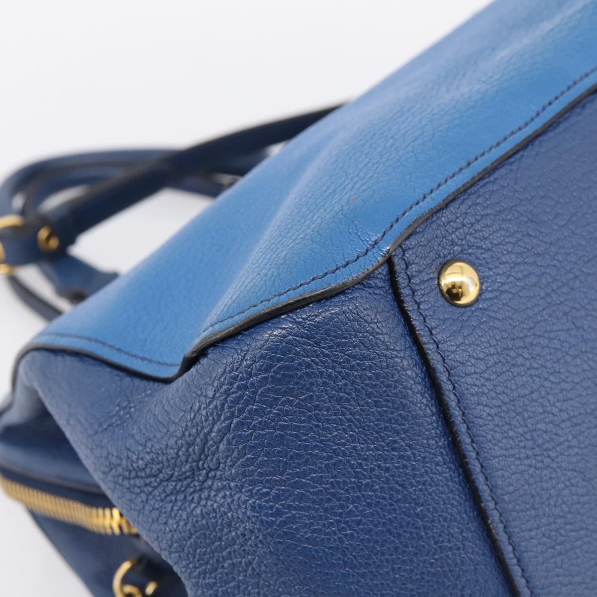 Miu Miu Hand Bag Leather 2way Blue Gold Tone Auth 198672A