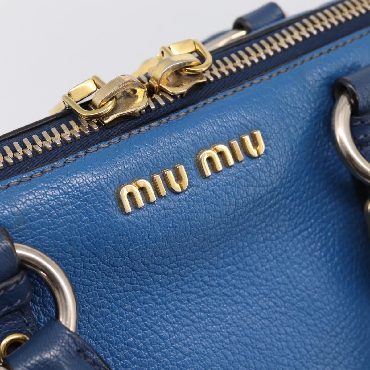 Miu Miu Hand Bag Leather 2way Blue Gold Tone Auth 198672A