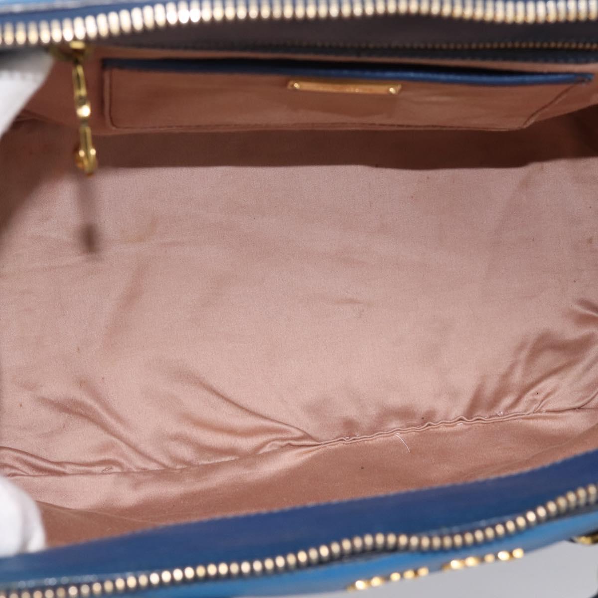 Miu Miu Hand Bag Leather 2way Blue Gold Tone Auth 198672A