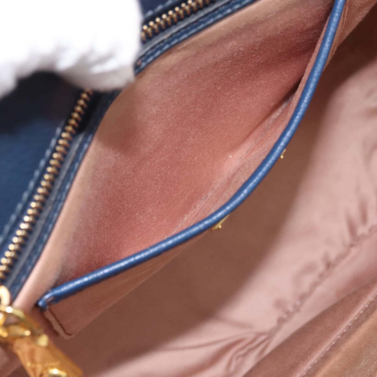 Miu Miu Hand Bag Leather 2way Blue Gold Tone Auth 198672A