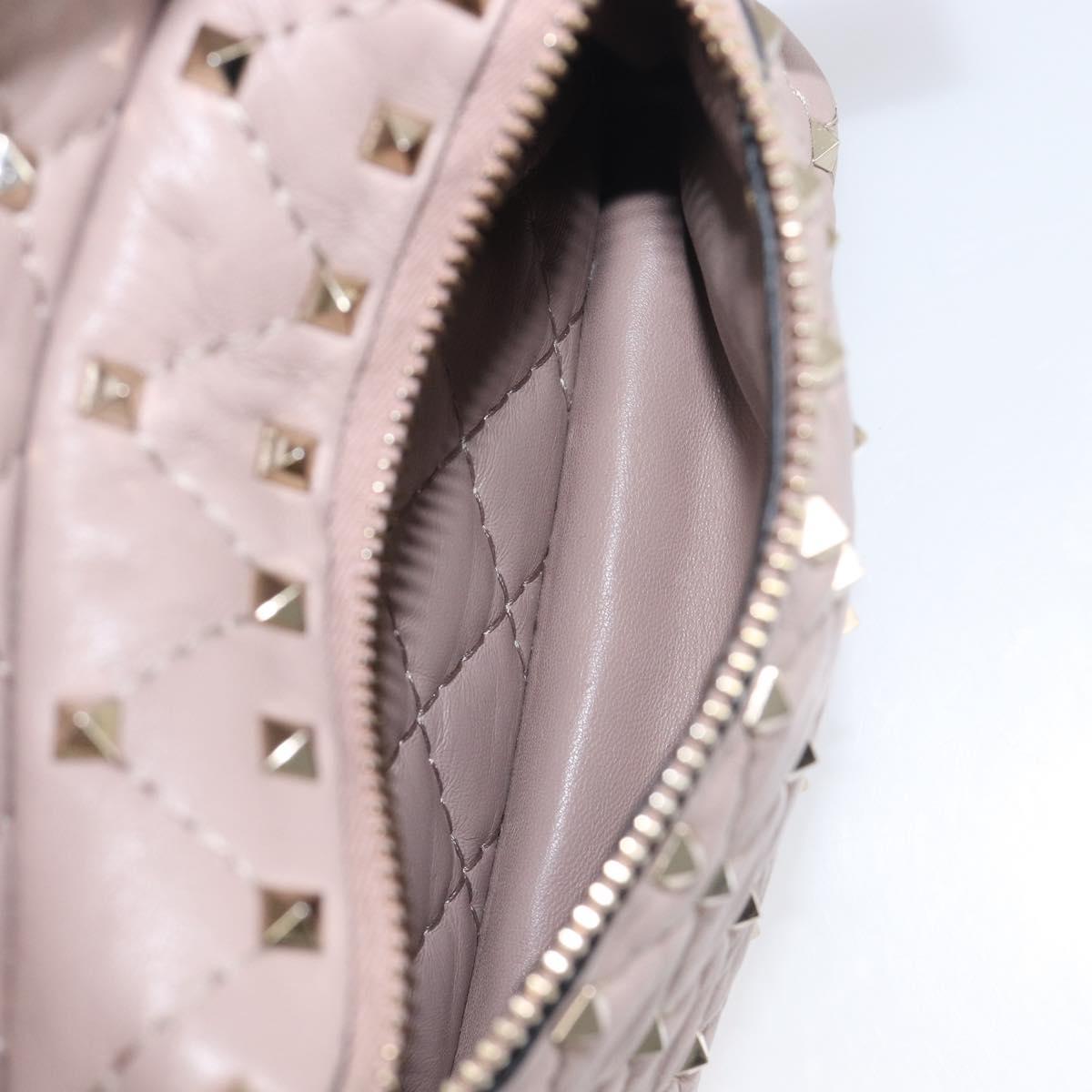 VALENTINO Rock studs Backpack Leather Beige Gold Tone Auth 198673M
