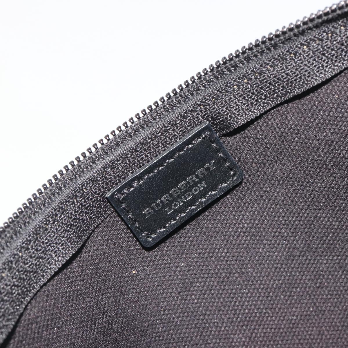 BURBERRY Nova Check Accessory Pouch PVC Leather Beige Silver Auth 198675A