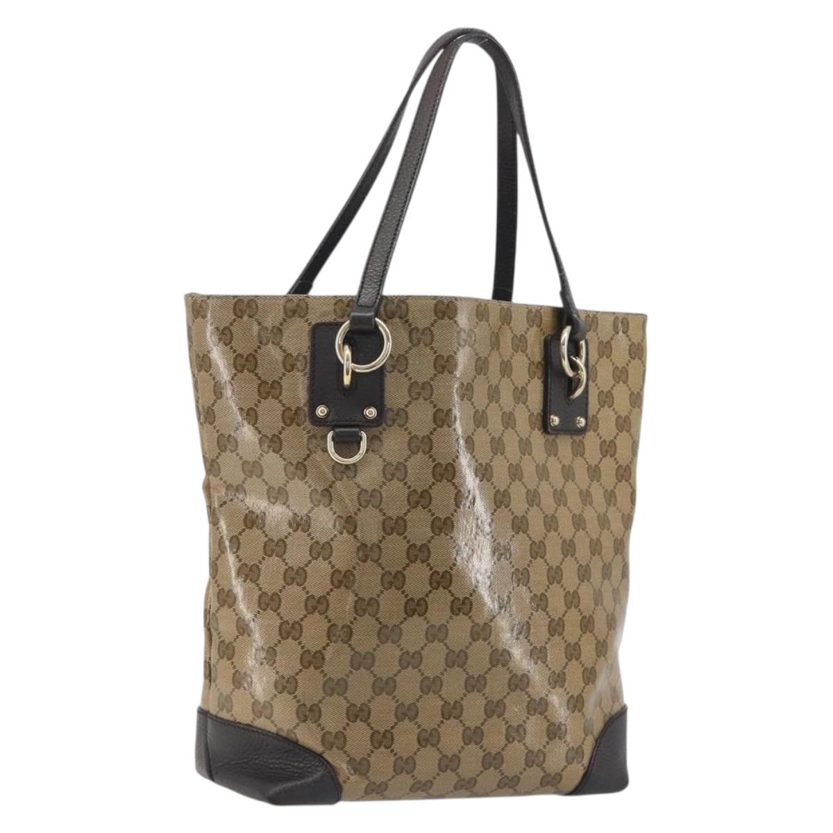GUCCI GG Crystal Tote Bag Coated Canvas Outlet Beige Gold 353706 Auth 198678A