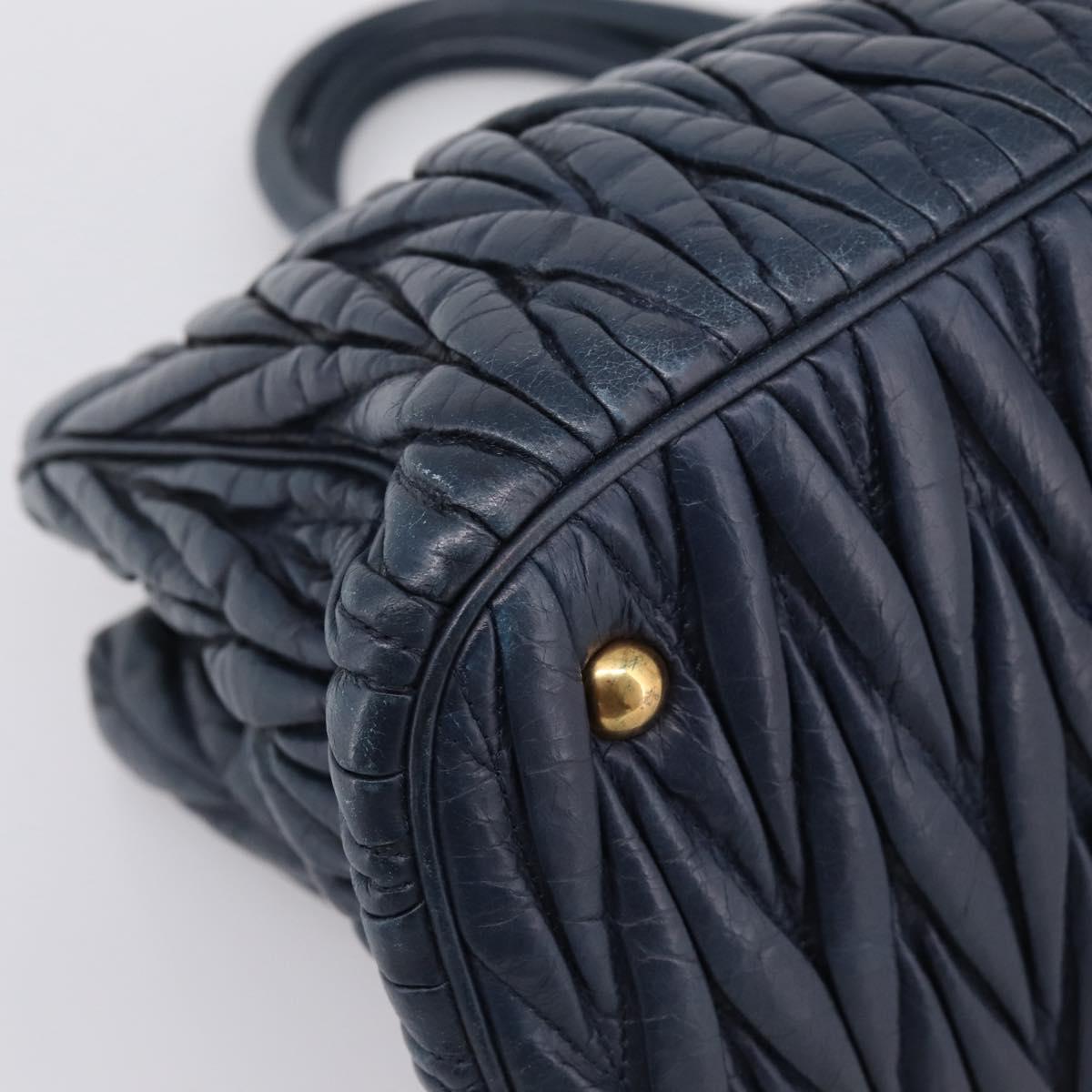 Miu Miu Matelasse Hand Bag Leather 2way Navy Gold Tone Auth 198679