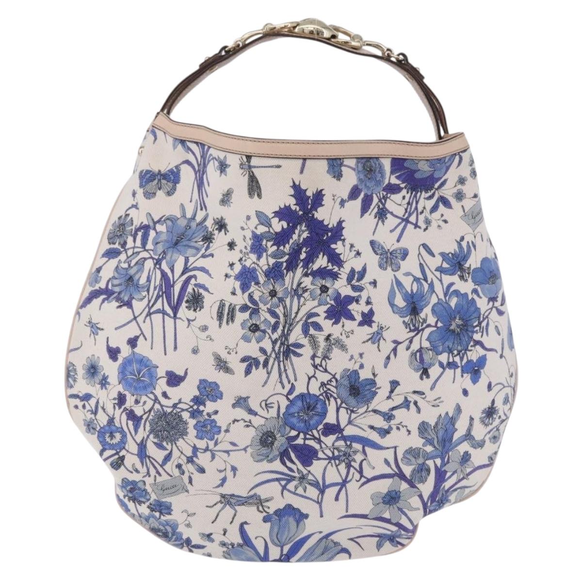 GUCCI Flora Horsebit Shoulder Bag Canvas Beige Gold 170014 Auth 198680M