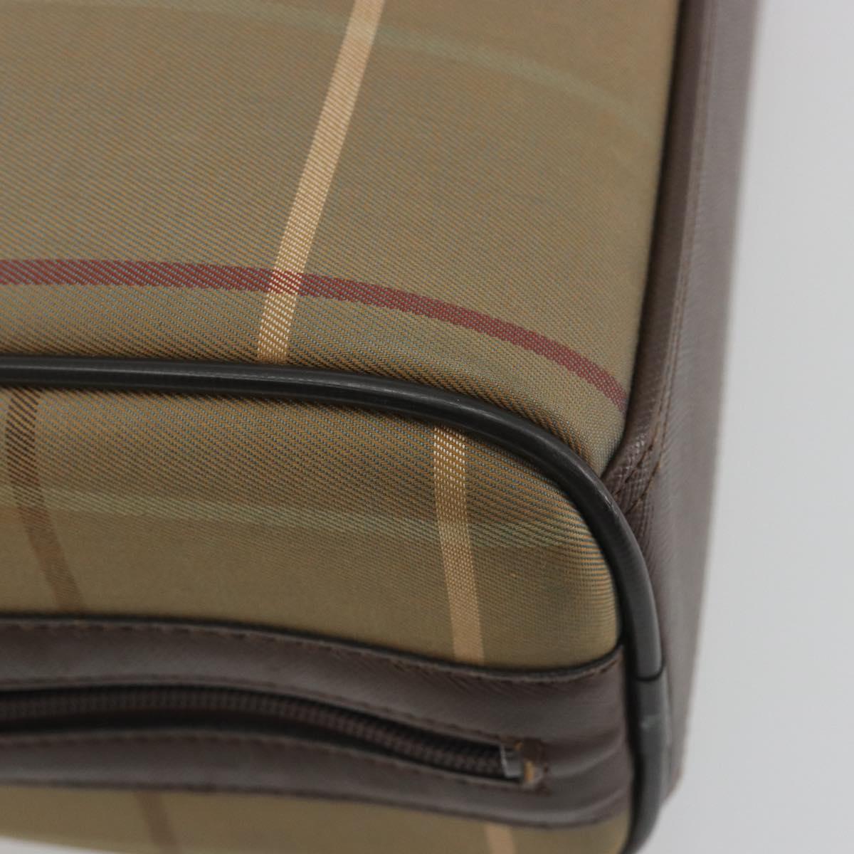Burberrys Nova Check Hand Bag Canvas Brown Gold Auth 198681