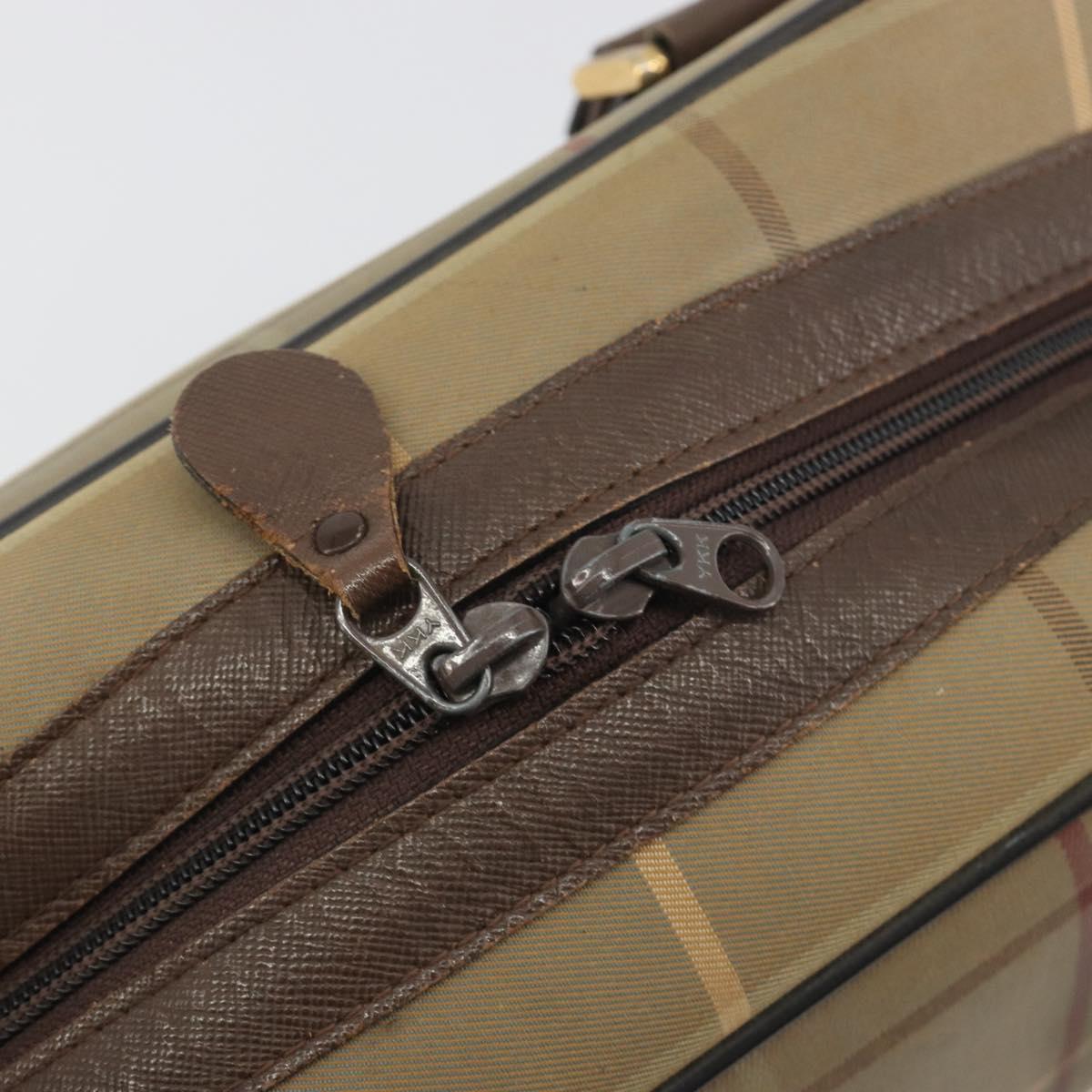 Burberrys Nova Check Hand Bag Canvas Brown Gold Auth 198681