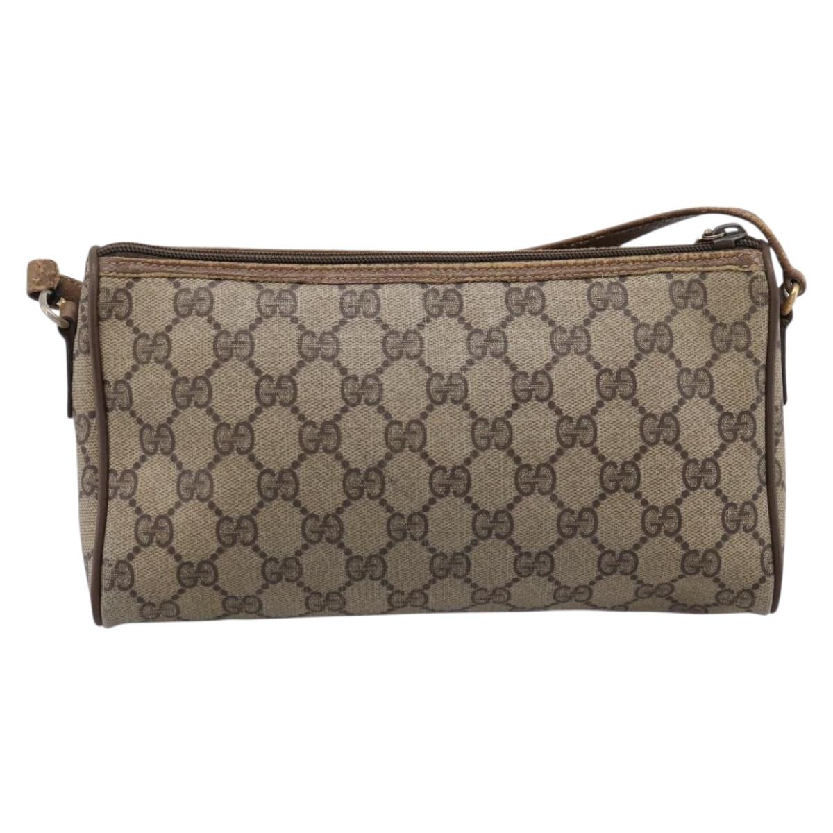 GUCCI GG Supreme Shoulder Bag PVC Beige Gold 89 02 086 Auth 198682