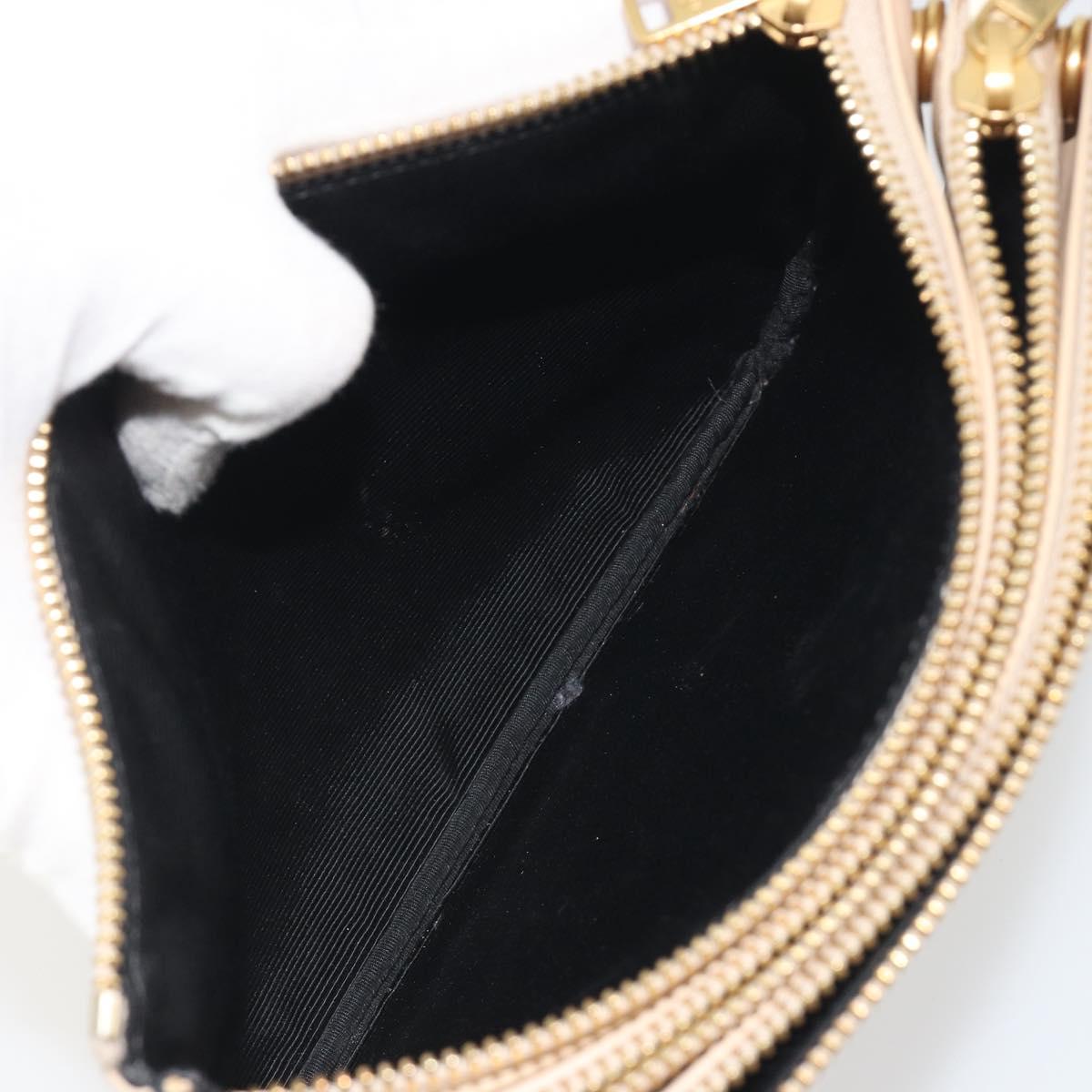 CELINE Trio Shoulder Bag Leather Beige Gold Auth 198683A