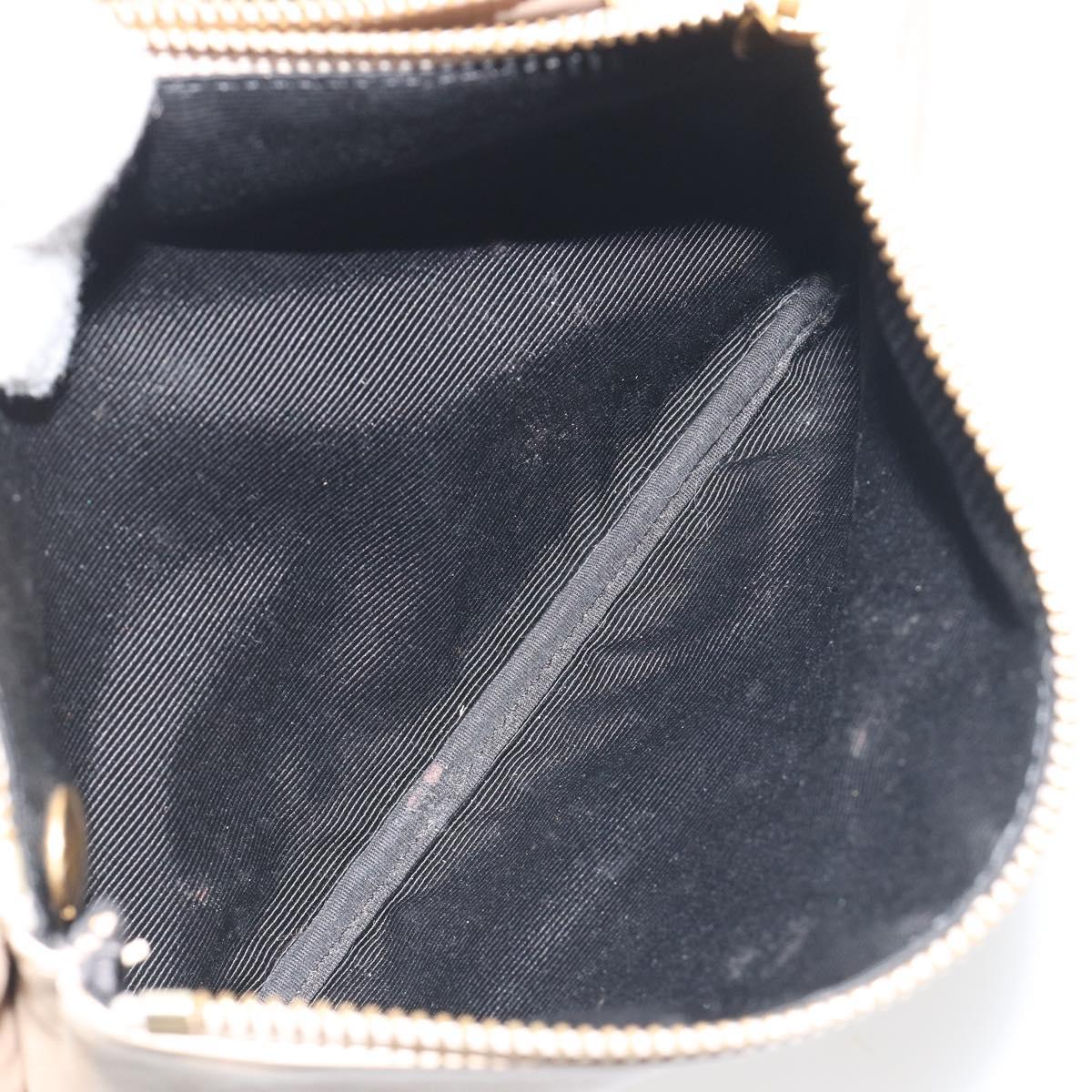 CELINE Trio Shoulder Bag Leather Beige Gold Auth 198683A