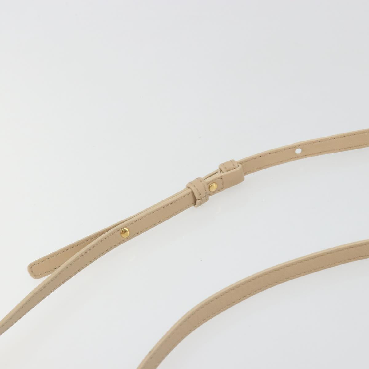 CELINE Trio Shoulder Bag Leather Beige Gold Auth 198683A