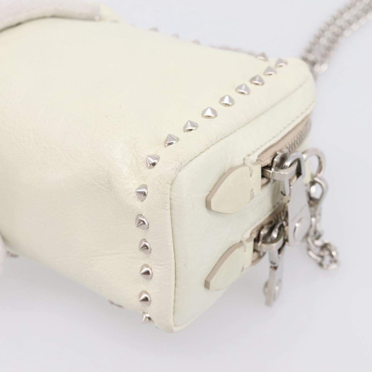 Miu Miu Matelasse Chain Shoulder Pouch Vitellolux Ivory Silver Auth 198684A