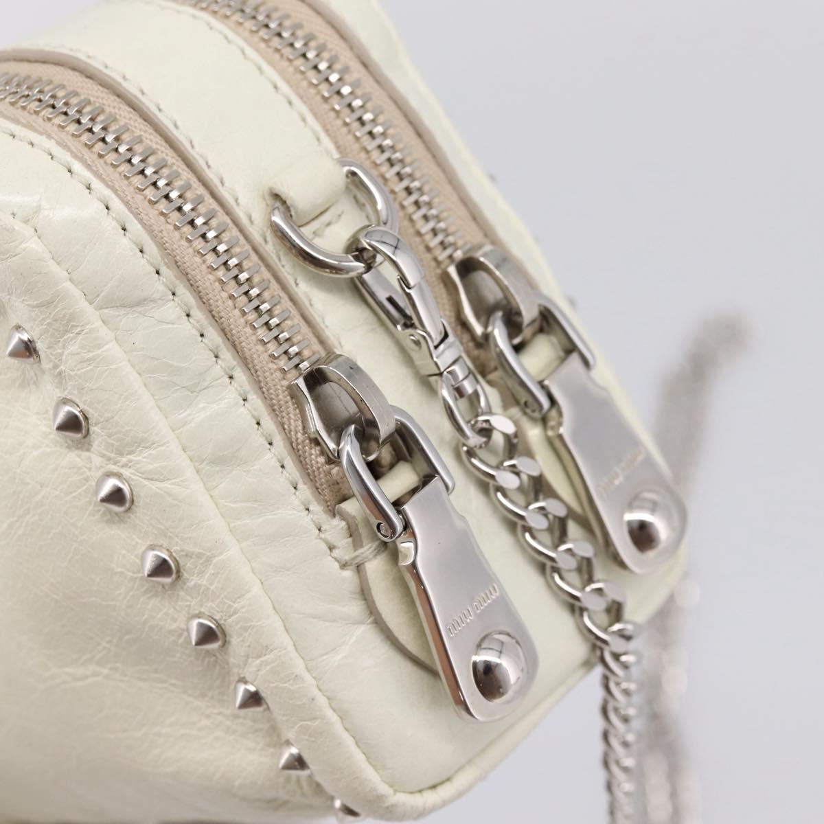 Miu Miu Matelasse Chain Shoulder Pouch Vitellolux Ivory Silver Auth 198684A