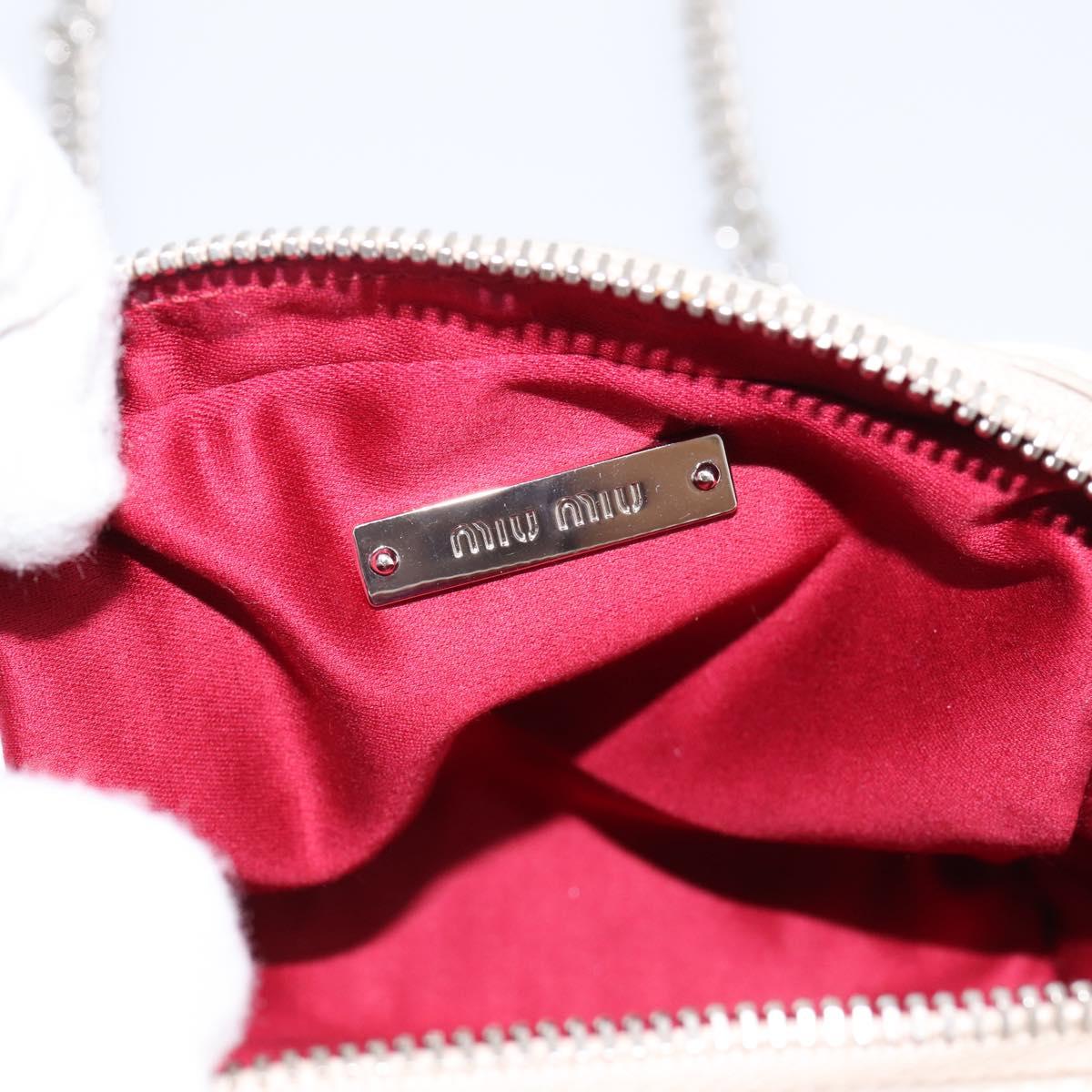 Miu Miu Matelasse Chain Shoulder Pouch Vitellolux Ivory Silver Auth 198684A