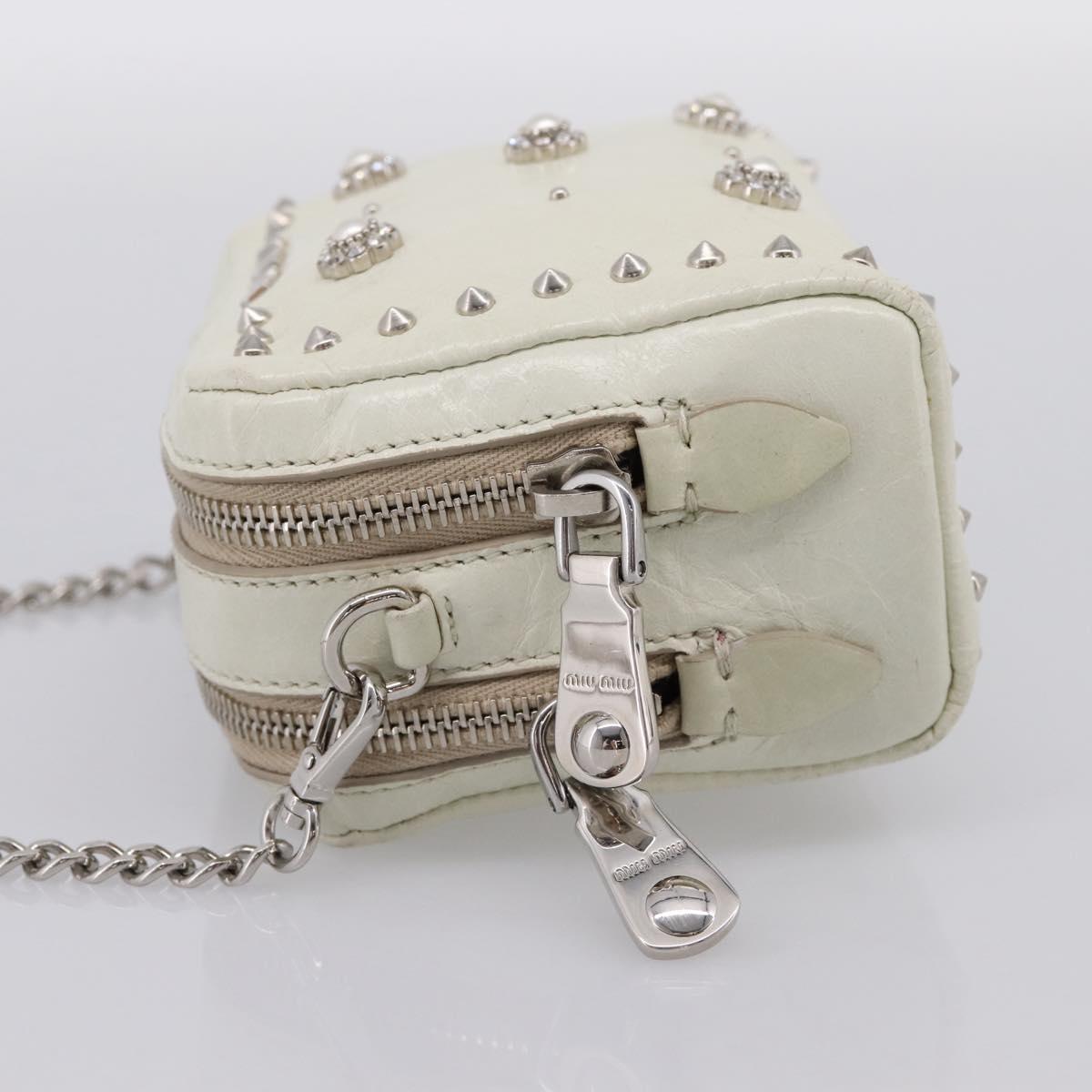 Miu Miu Matelasse Chain Shoulder Pouch Vitellolux Ivory Silver Auth 198684A