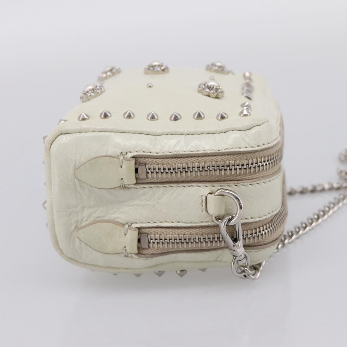 Miu Miu Matelasse Chain Shoulder Pouch Vitellolux Ivory Silver Auth 198684A