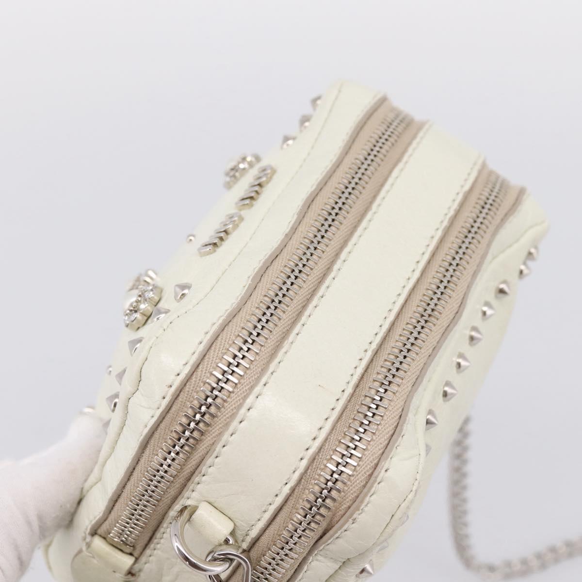 Miu Miu Matelasse Chain Shoulder Pouch Vitellolux Ivory Silver Auth 198684A