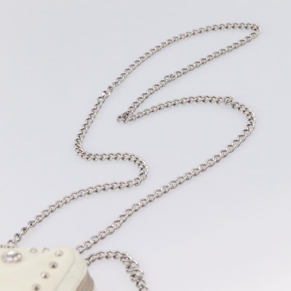 Miu Miu Matelasse Chain Shoulder Pouch Vitellolux Ivory Silver Auth 198684A