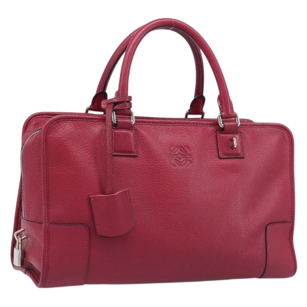 LOEWE Amazona 36 Hand Bag Leather Red Silver Auth 198687V