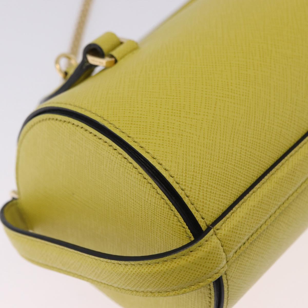 PRADA Chain Shoulder Bag Saffiano leather Yellow Gold Auth 198688M