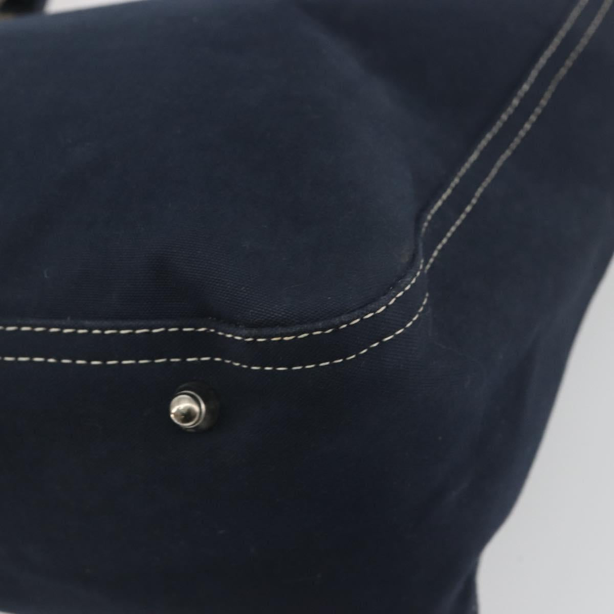 FENDI Hand Bag Canvas Navy Silver Auth 198689A