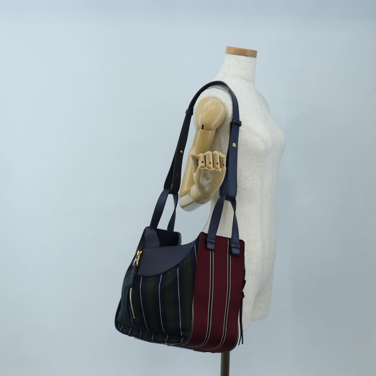 LOEWE Hammock Hand Bag Canvas 2way Navy Gold Auth 198690M