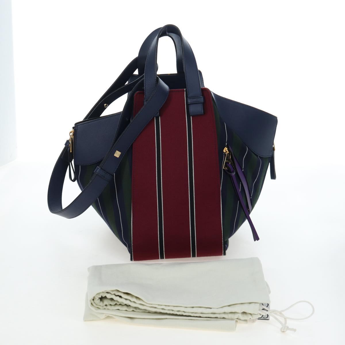 LOEWE Hammock Hand Bag Canvas 2way Navy Gold Auth 198690M