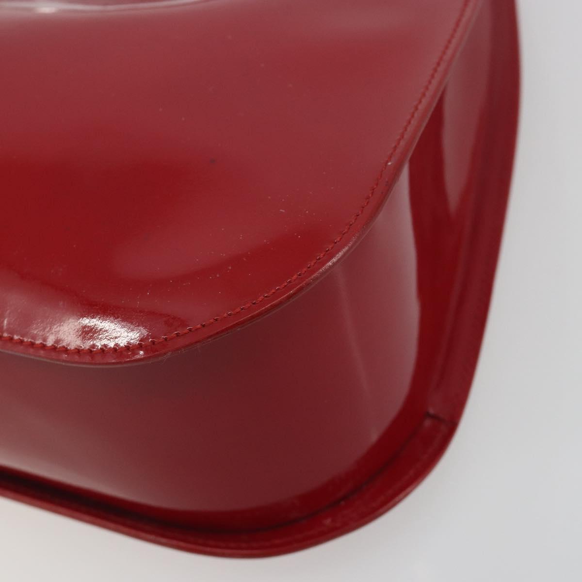 GUCCI Shoulder Bag Patent leather Red Silver 001 3767 Auth 198691
