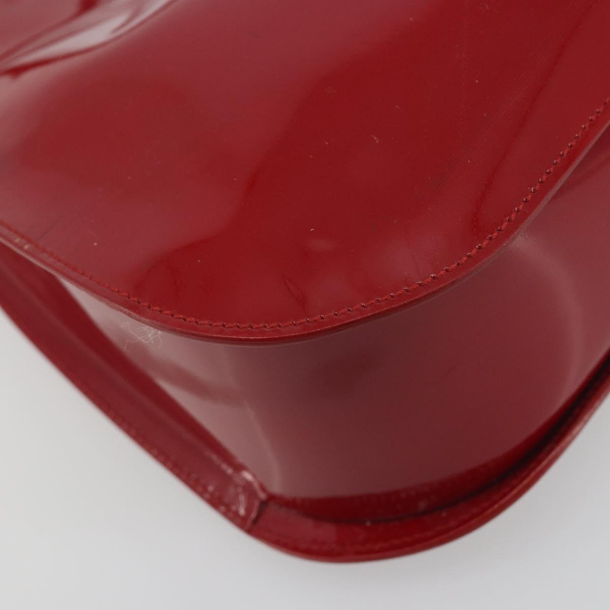 GUCCI Shoulder Bag Patent leather Red Silver 001 3767 Auth 198691