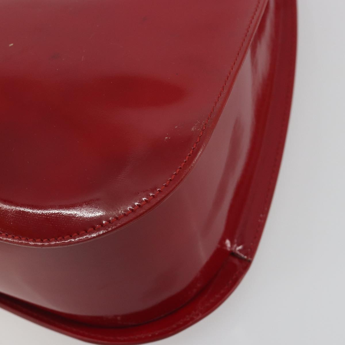 GUCCI Shoulder Bag Patent leather Red Silver 001 3767 Auth 198691