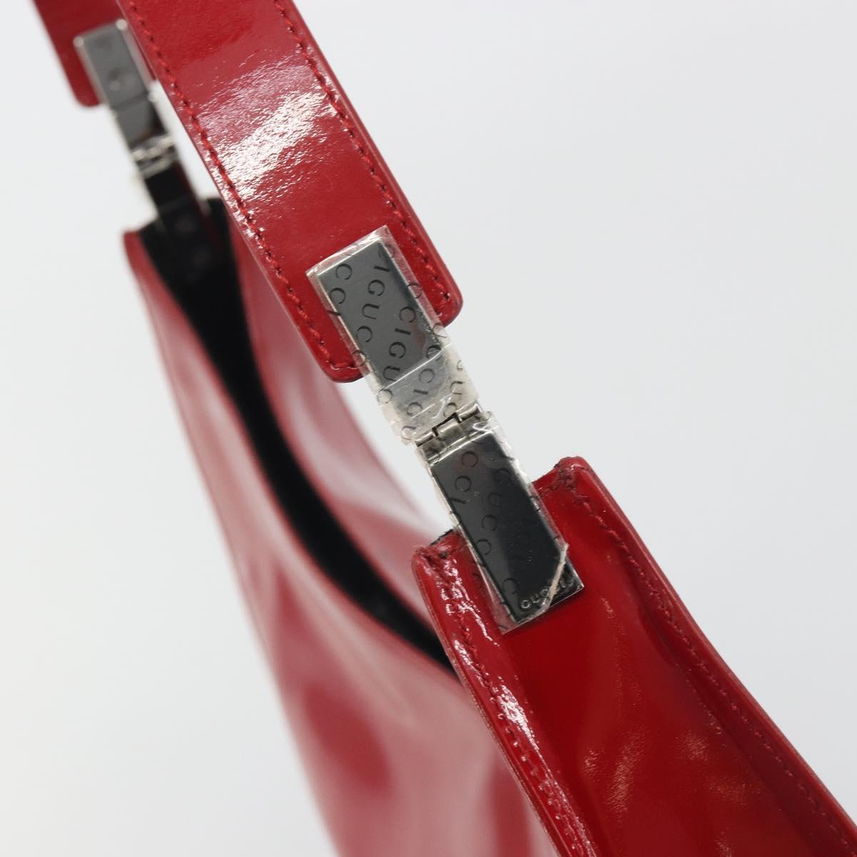 GUCCI Shoulder Bag Patent leather Red Silver 001 3767 Auth 198691