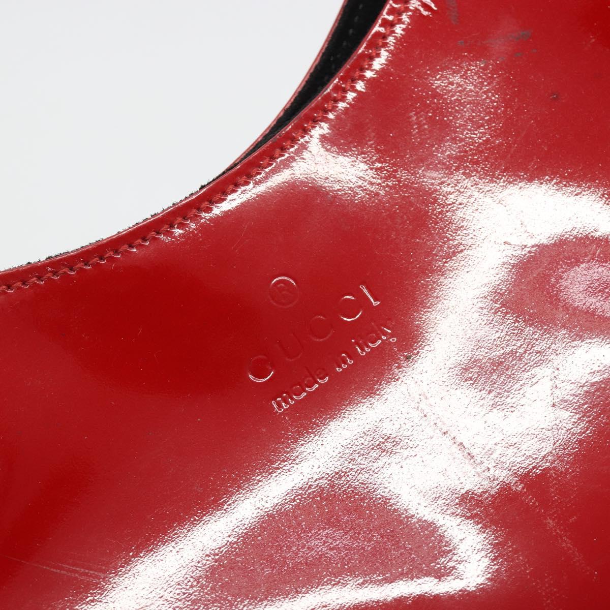 GUCCI Shoulder Bag Patent leather Red Silver 001 3767 Auth 198691