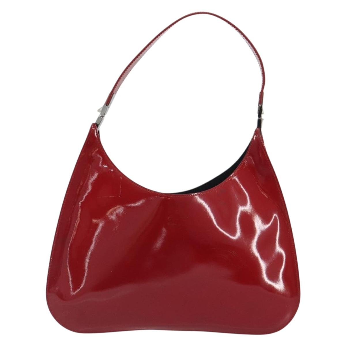 GUCCI Shoulder Bag Patent leather Red Silver 001 3767 Auth 198691