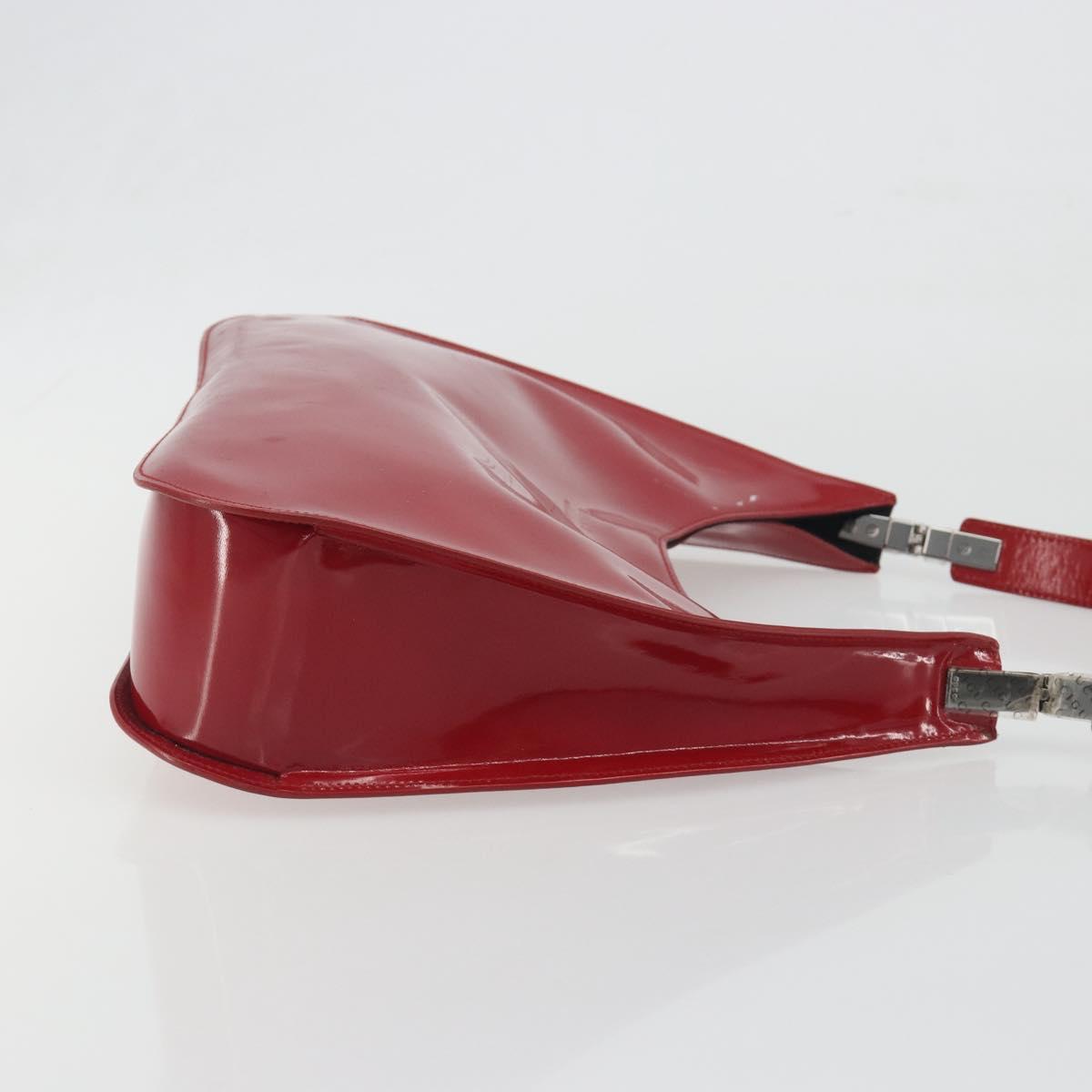 GUCCI Shoulder Bag Patent leather Red Silver 001 3767 Auth 198691