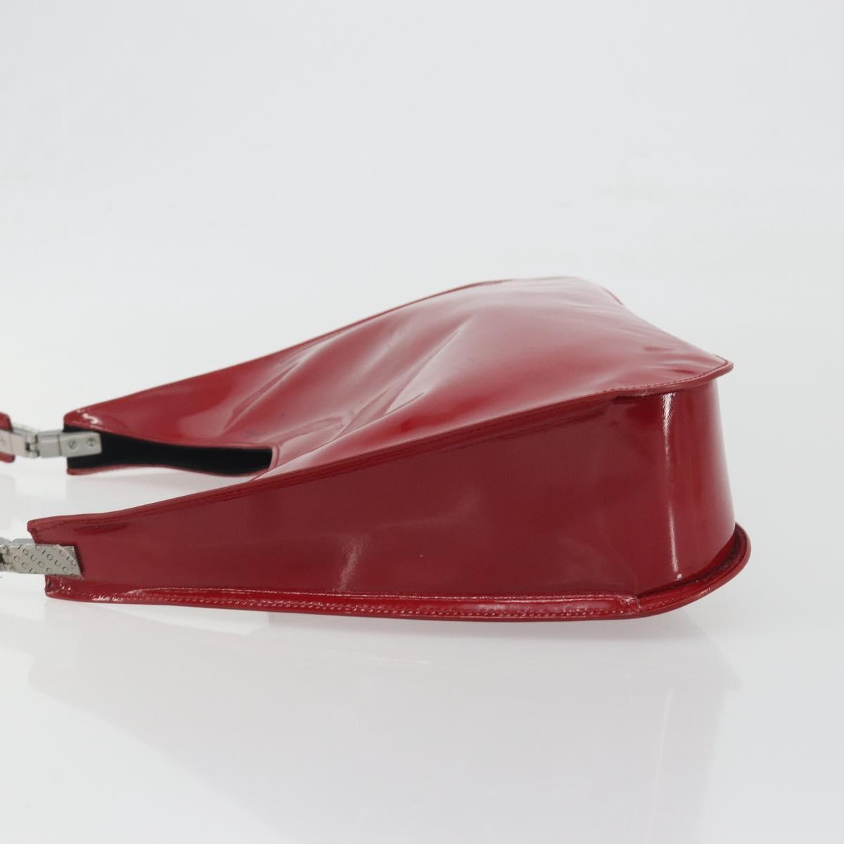 GUCCI Shoulder Bag Patent leather Red Silver 001 3767 Auth 198691