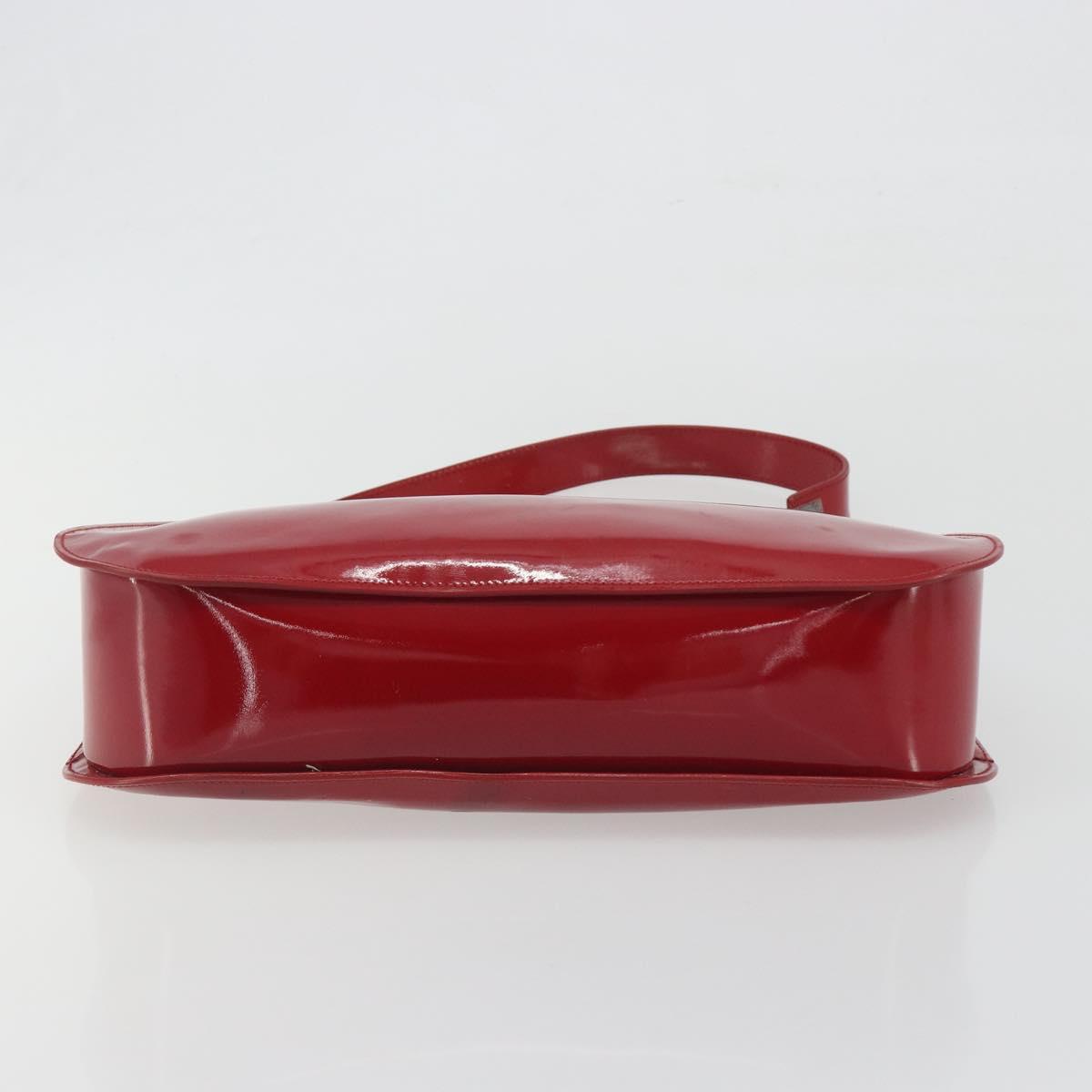 GUCCI Shoulder Bag Patent leather Red Silver 001 3767 Auth 198691