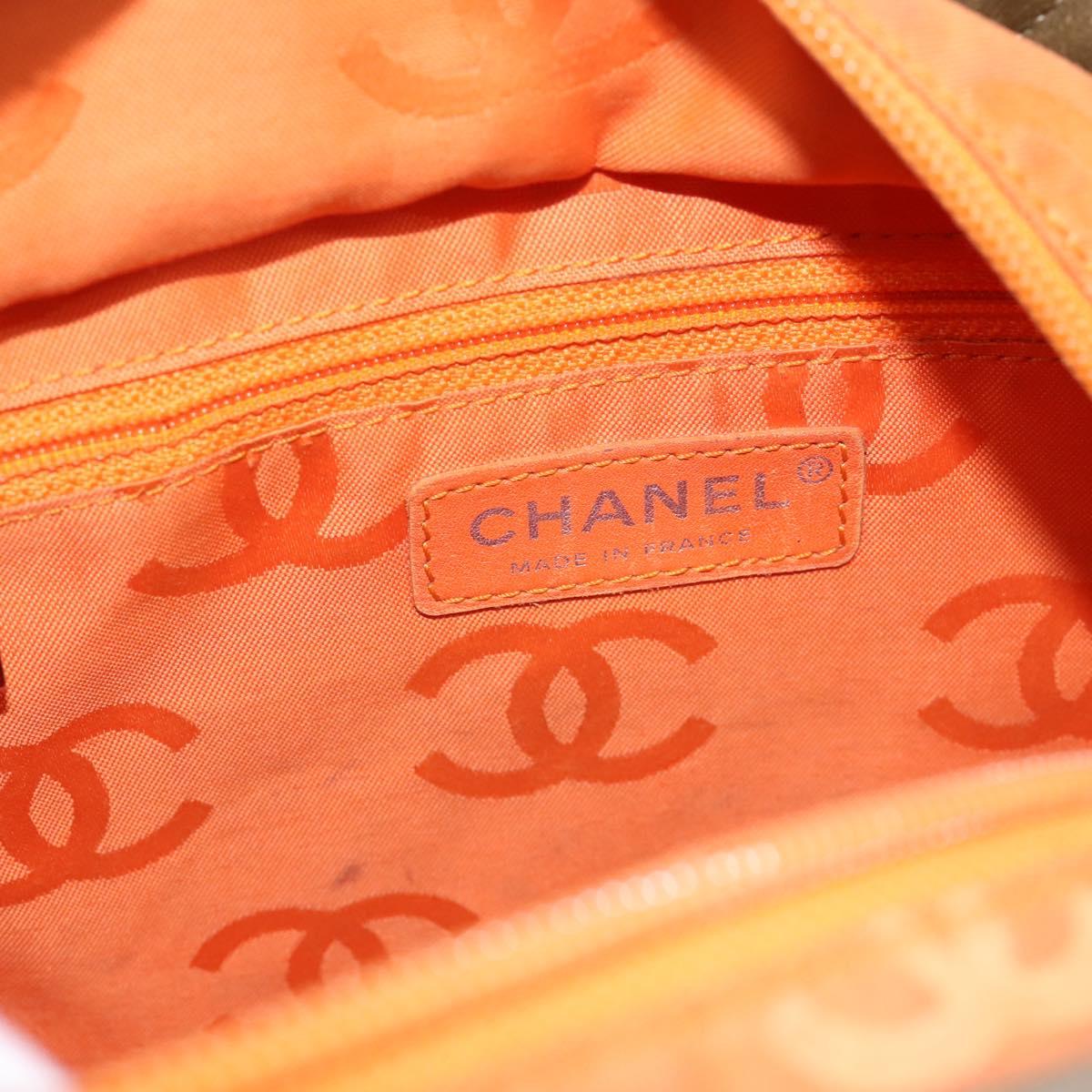 CHANEL Matelasse Cambon Line Hand Bag Leather Khaki CC Auth 198693