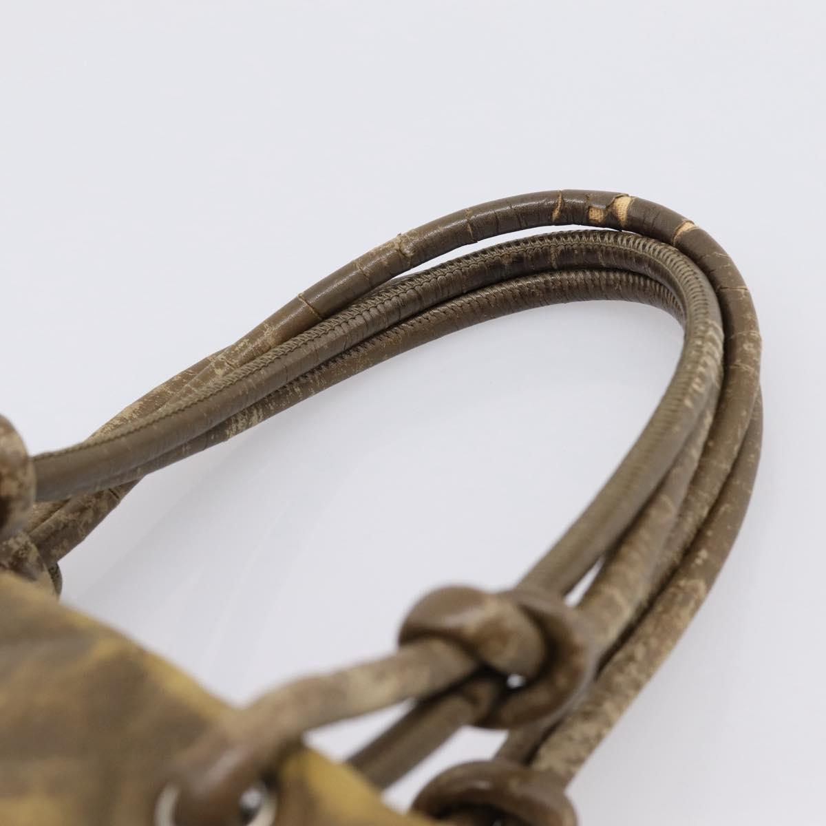 CHANEL Matelasse Cambon Line Hand Bag Leather Khaki CC Auth 198693