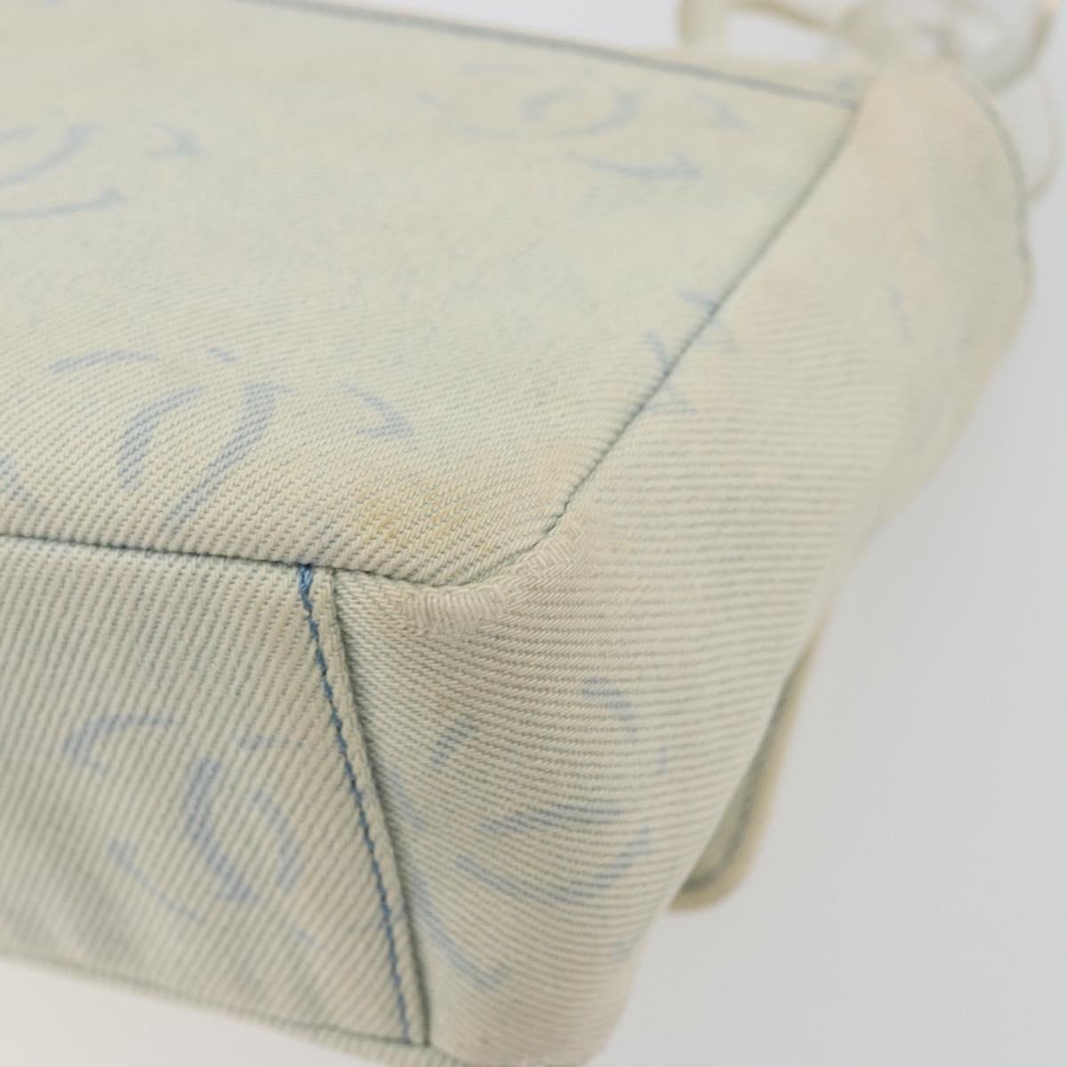 CHANEL Shoulder Bag Denim Light Blue Silver CC Auth 198695A