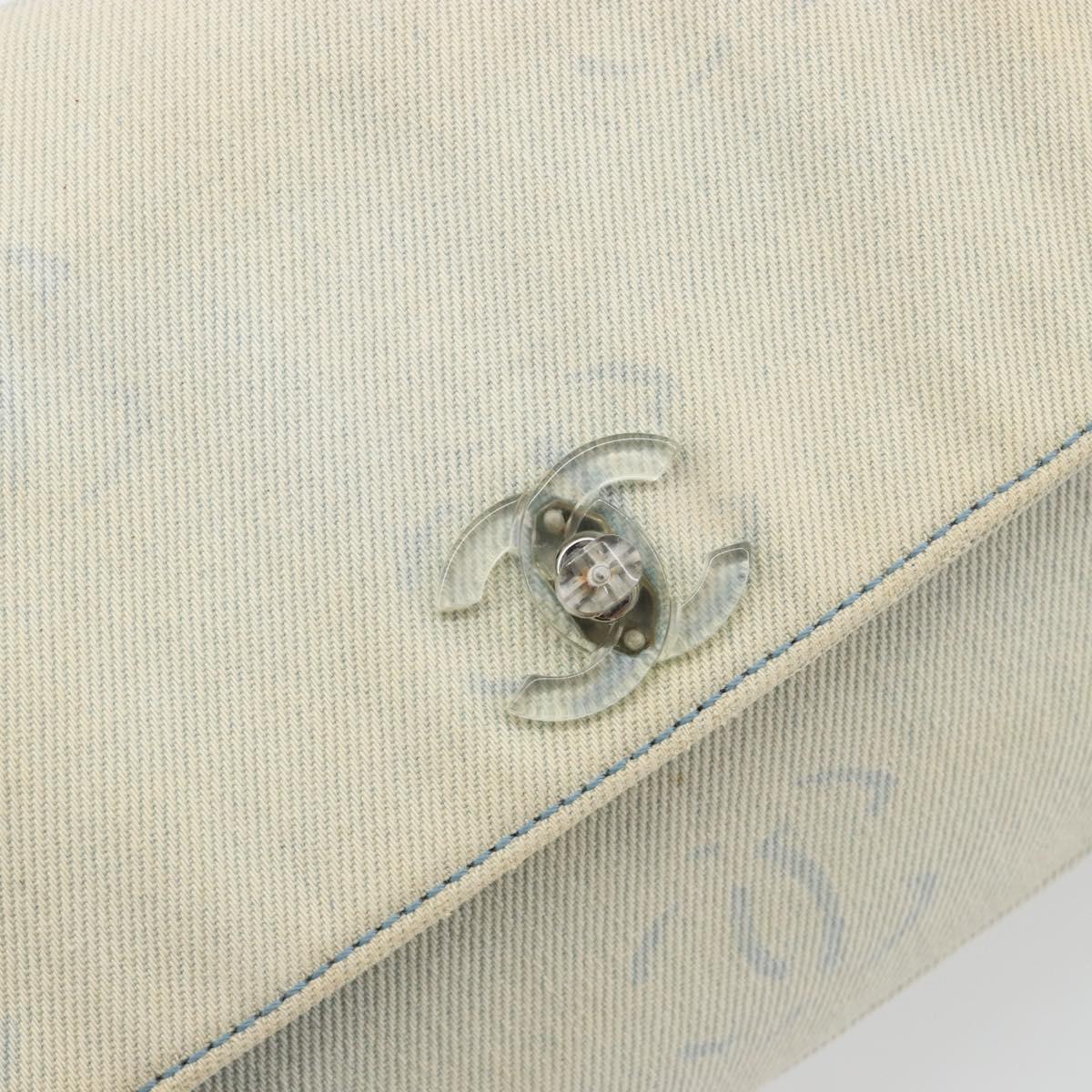CHANEL Shoulder Bag Denim Light Blue Silver CC Auth 198695A