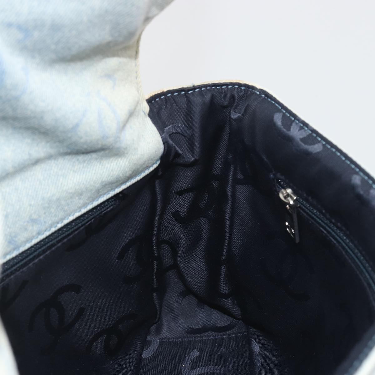 CHANEL Shoulder Bag Denim Light Blue Silver CC Auth 198695A