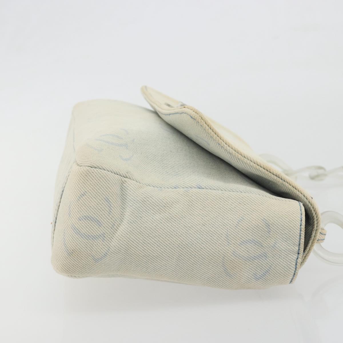 CHANEL Shoulder Bag Denim Light Blue Silver CC Auth 198695A