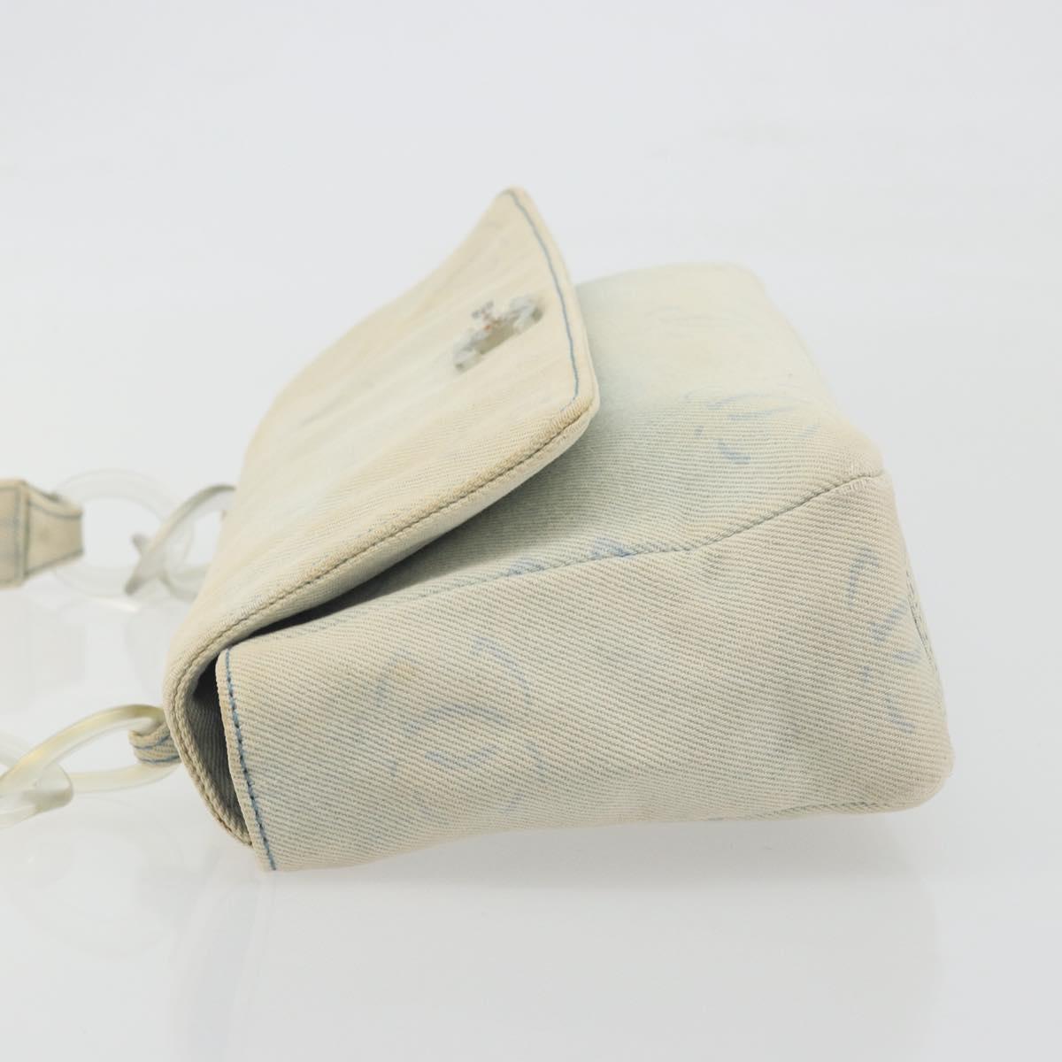 CHANEL Shoulder Bag Denim Light Blue Silver CC Auth 198695A