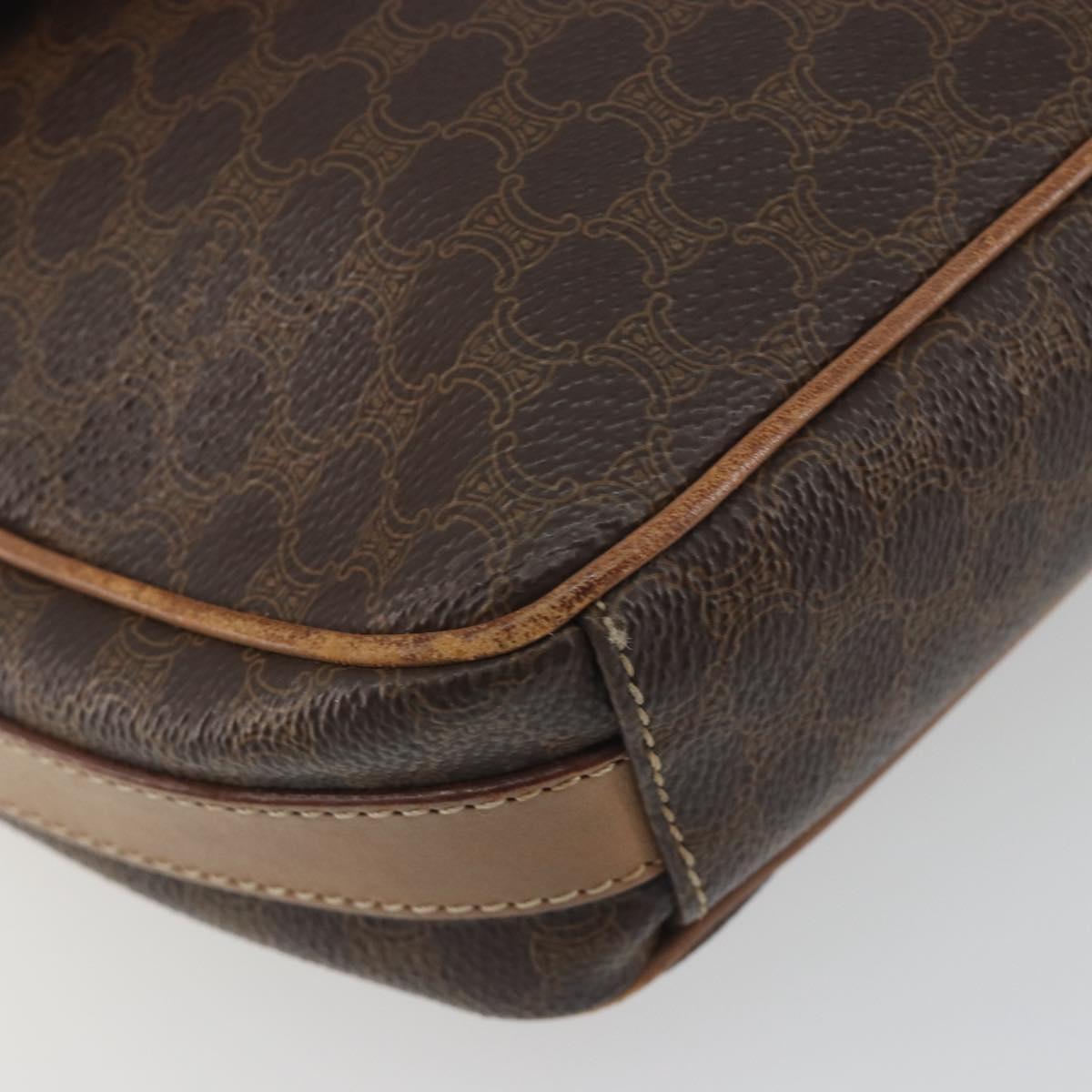 CELINE Macadam Canvas Shoulder Bag PVC Leather Brown Gold Auth 198697