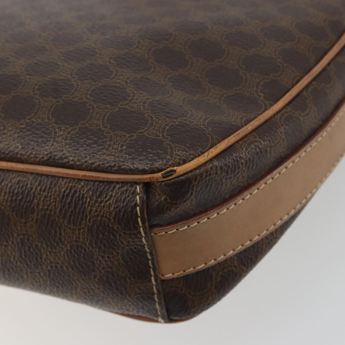 CELINE Macadam Canvas Shoulder Bag PVC Leather Brown Gold Auth 198697