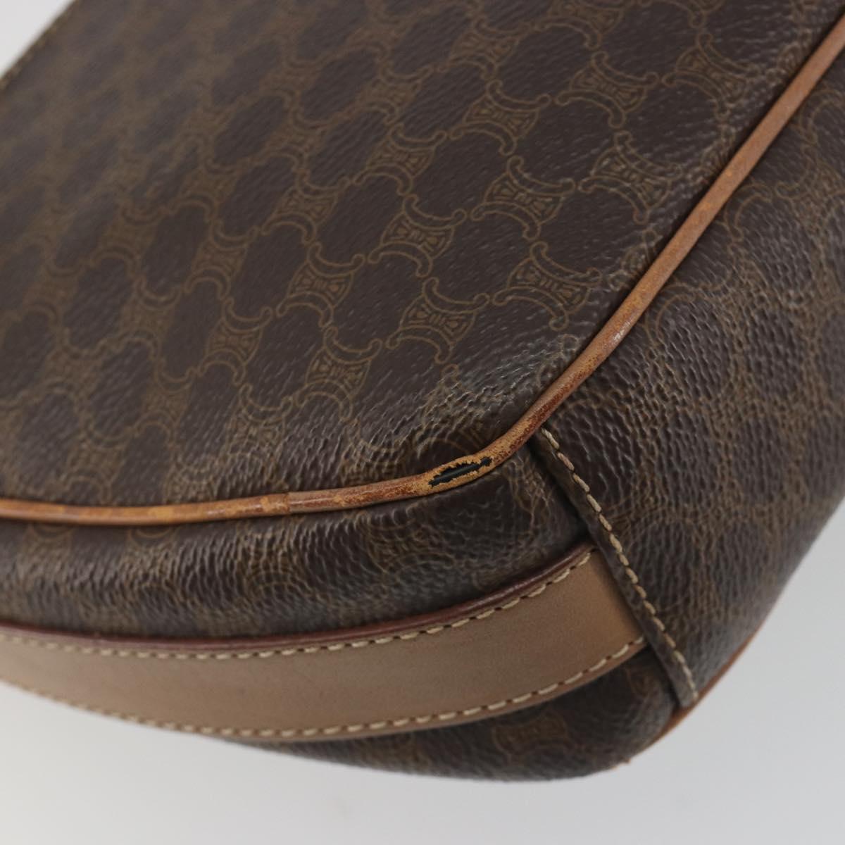 CELINE Macadam Canvas Shoulder Bag PVC Leather Brown Gold Auth 198697