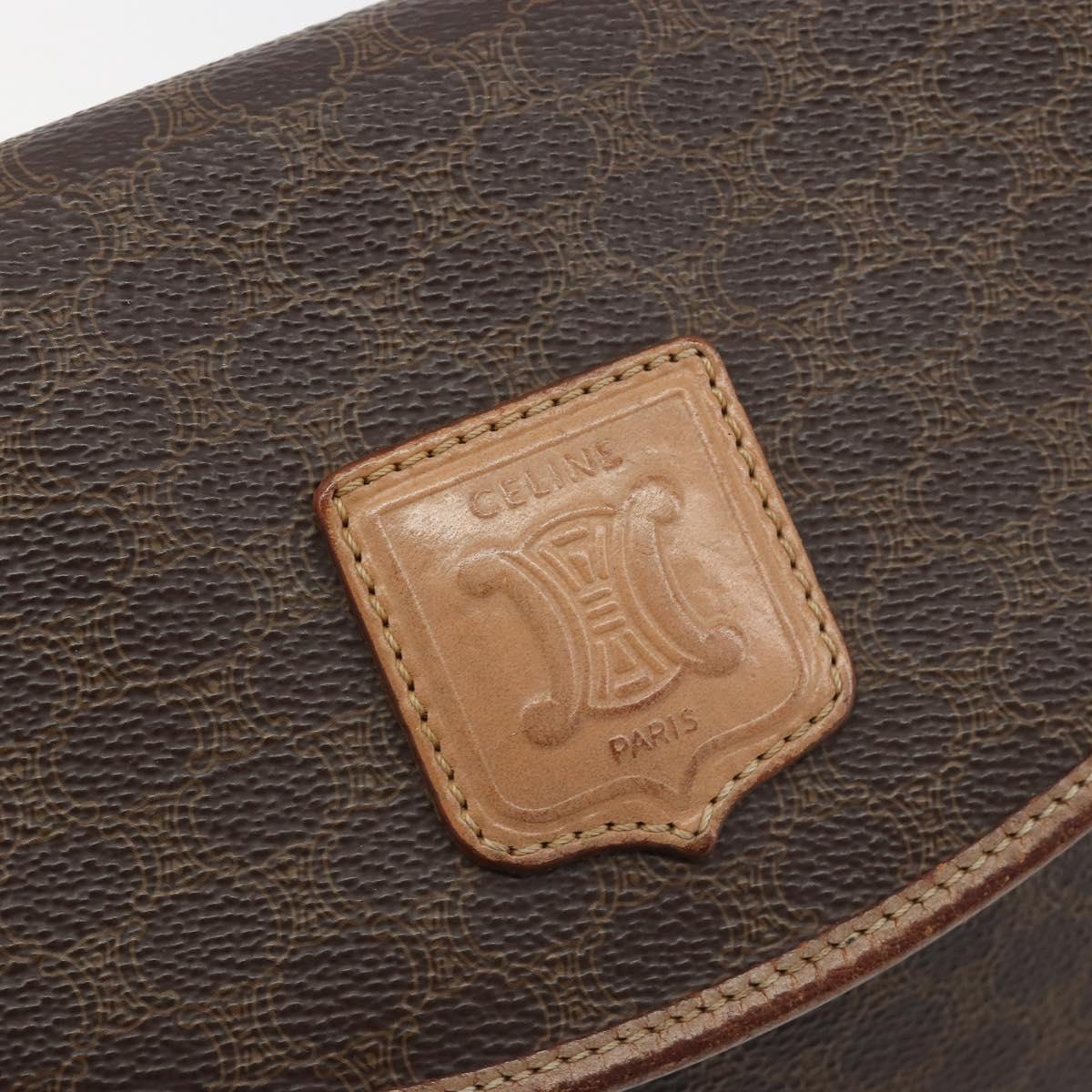 CELINE Macadam Canvas Shoulder Bag PVC Leather Brown Gold Auth 198697