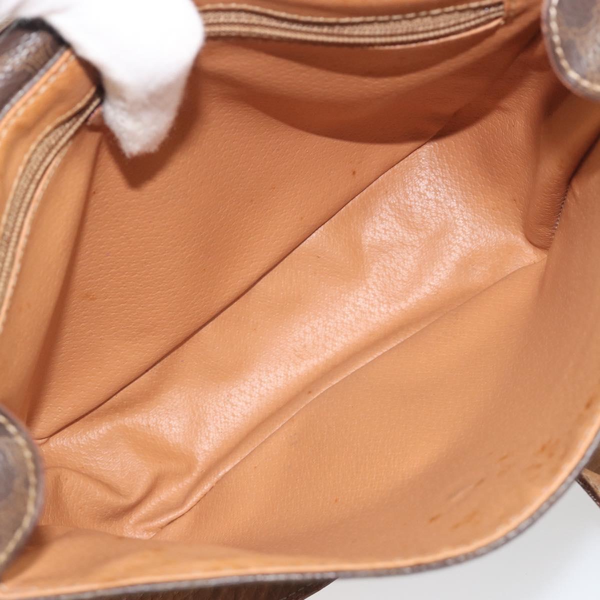 CELINE Macadam Canvas Shoulder Bag PVC Leather Brown Gold Auth 198697